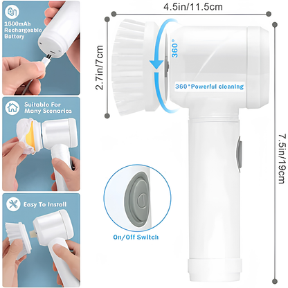 Waterproof 5-in-1 Rechargeable Electric Scrub Gun