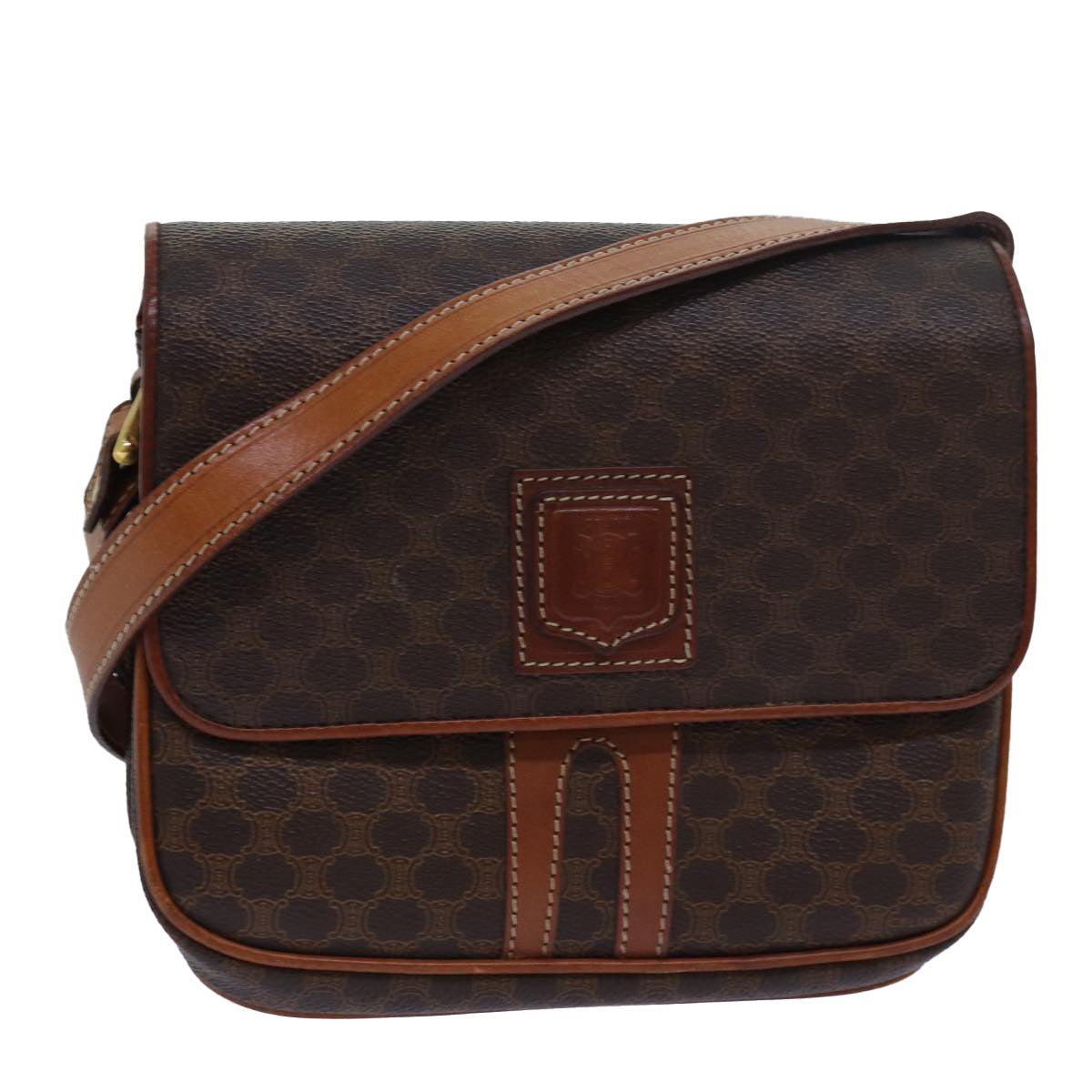 CELINE Macadam Canvas Shoulder Bag Brown Auth 80061