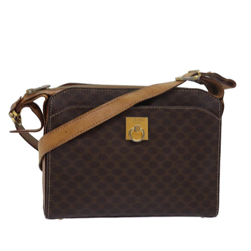 CELINE Macadam Canvas Shoulder Bag Brown  80063