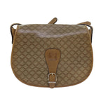 CELINE Macadam Canvas Shoulder Bag Beige Auth 80065