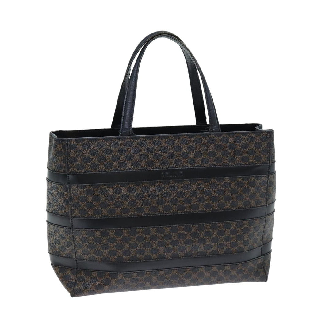 CELINE Macadam Canvas Hand Bag Black Brown  80079