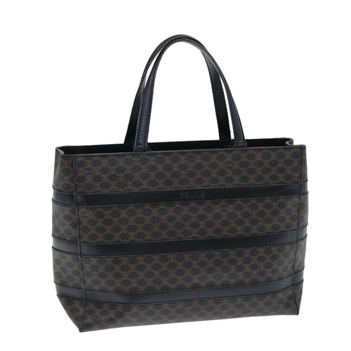 CELINE Macadam Canvas Hand Bag Black Brown  80079