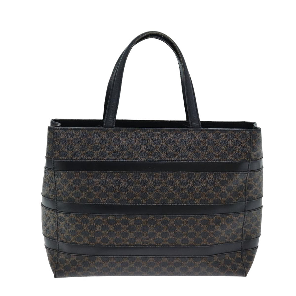 CELINE Macadam Canvas Hand Bag Black Brown  80079