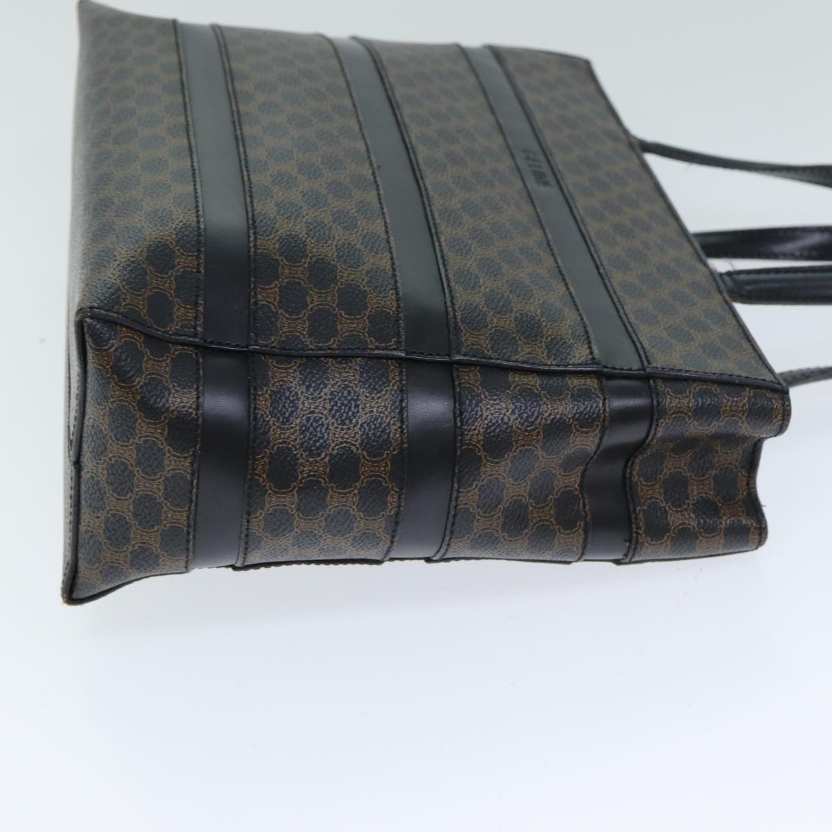 CELINE Macadam Canvas Hand Bag Black Brown  80079