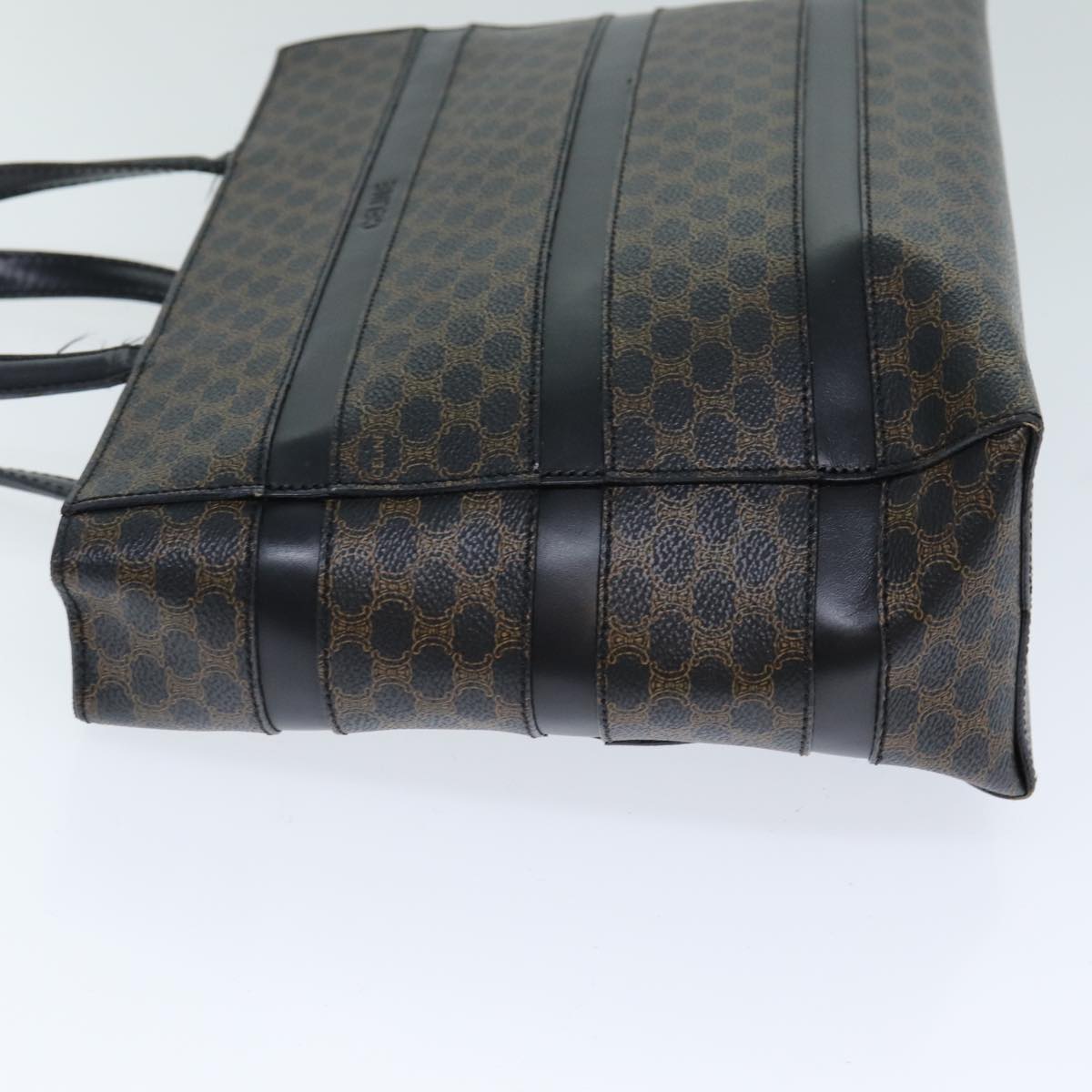 CELINE Macadam Canvas Hand Bag Black Brown  80079