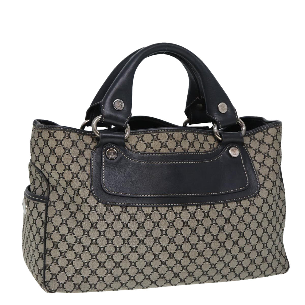 CELINE Macadam Canvas Hand Bag Black Beige  80080