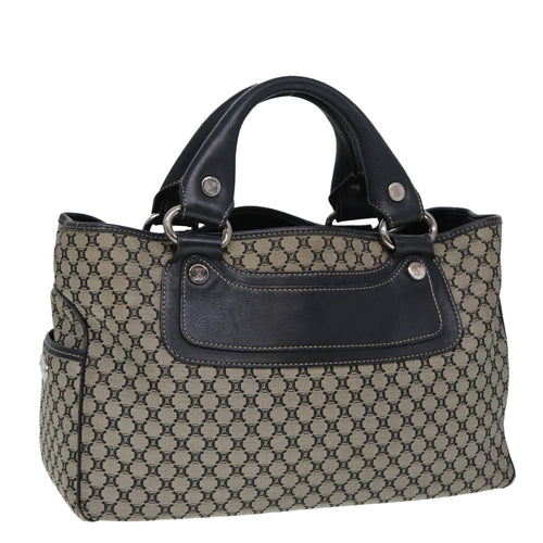 CELINE Macadam Canvas Hand Bag Black Beige  80080