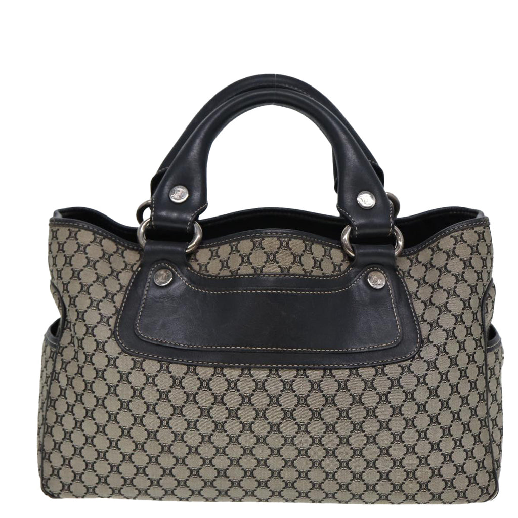 CELINE Macadam Canvas Hand Bag Black Beige  80080