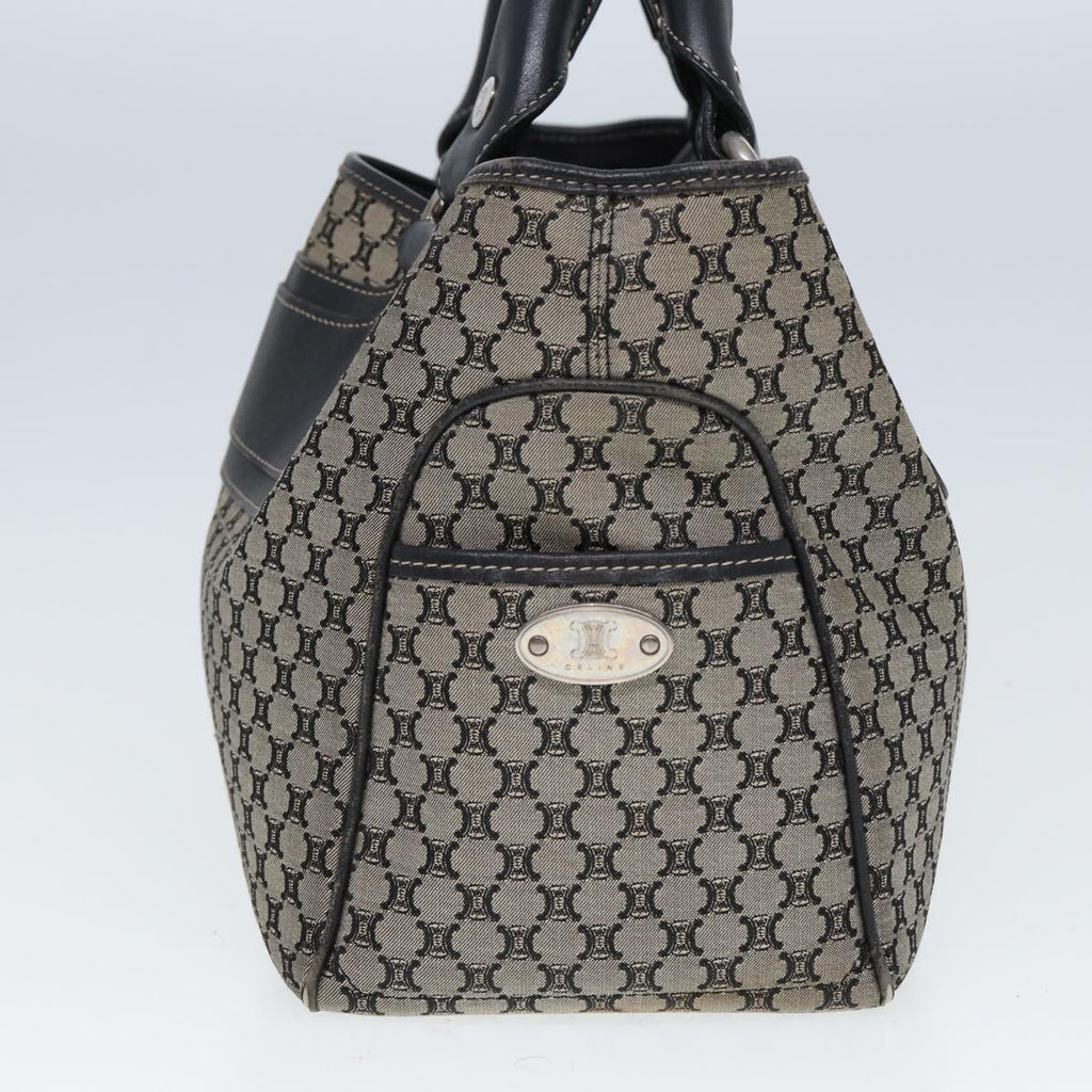 CELINE Macadam Canvas Hand Bag Black Beige  80080