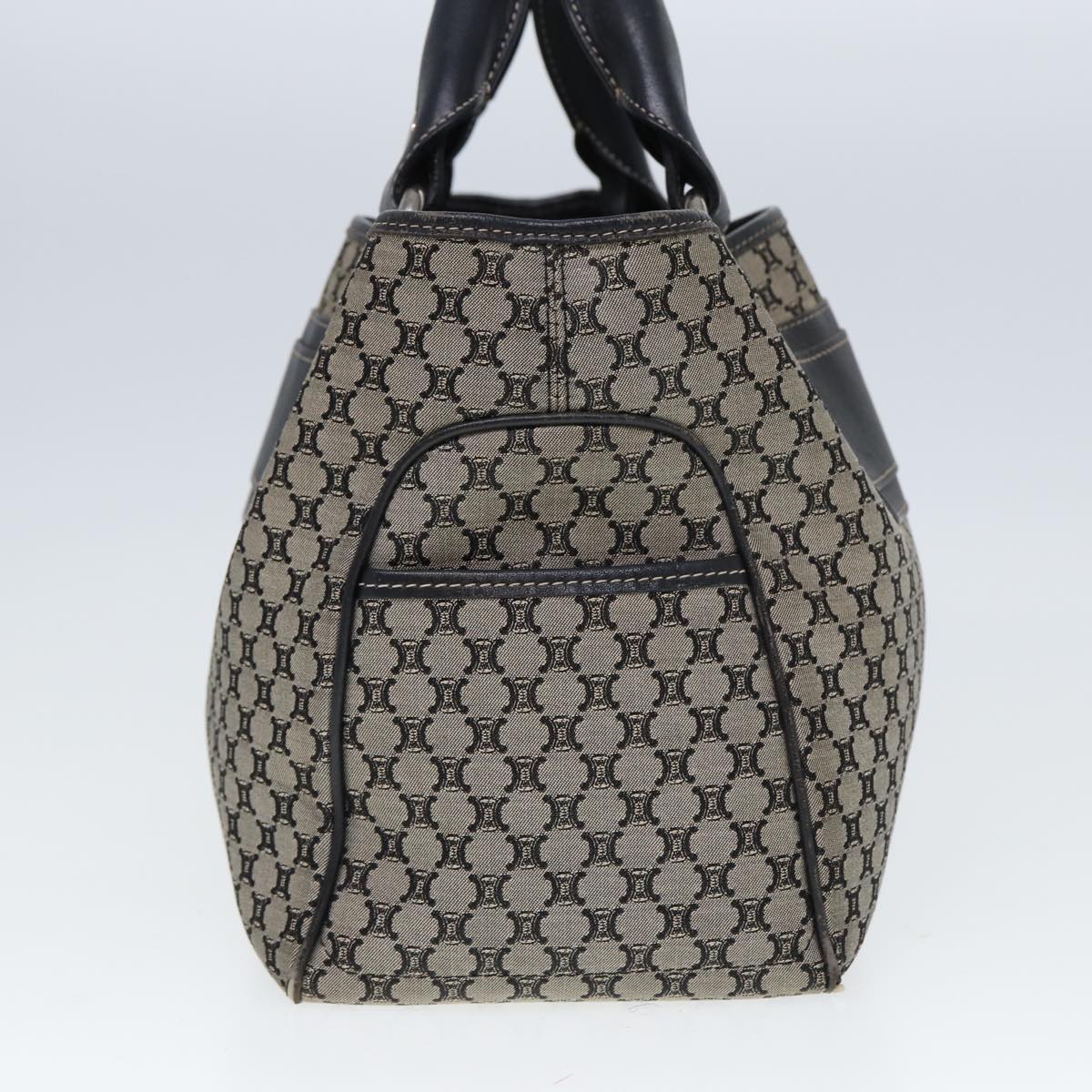 CELINE Macadam Canvas Hand Bag Black Beige  80080