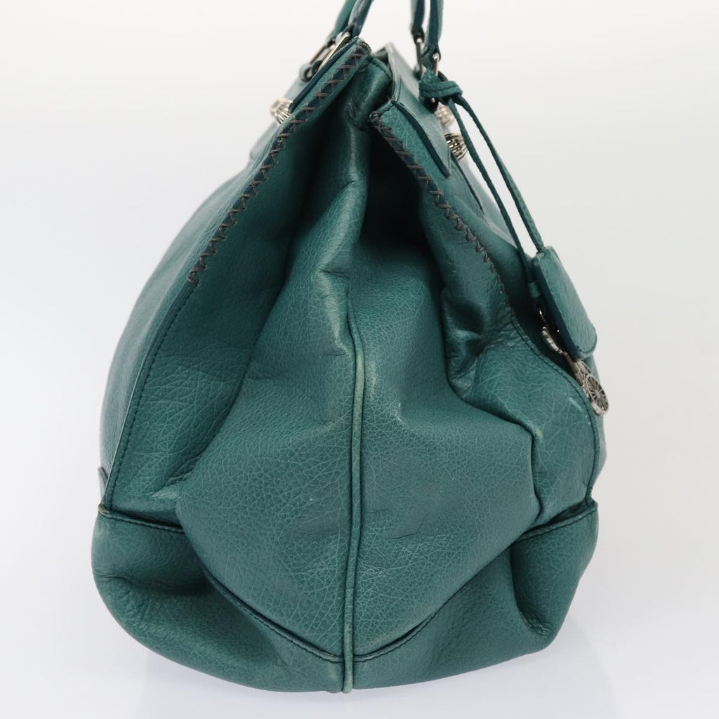 CELINE Hand Bag Leather 2way Turquoise Blue  80082