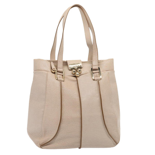 CELINE Shoulder Bag Leather Beige  80083