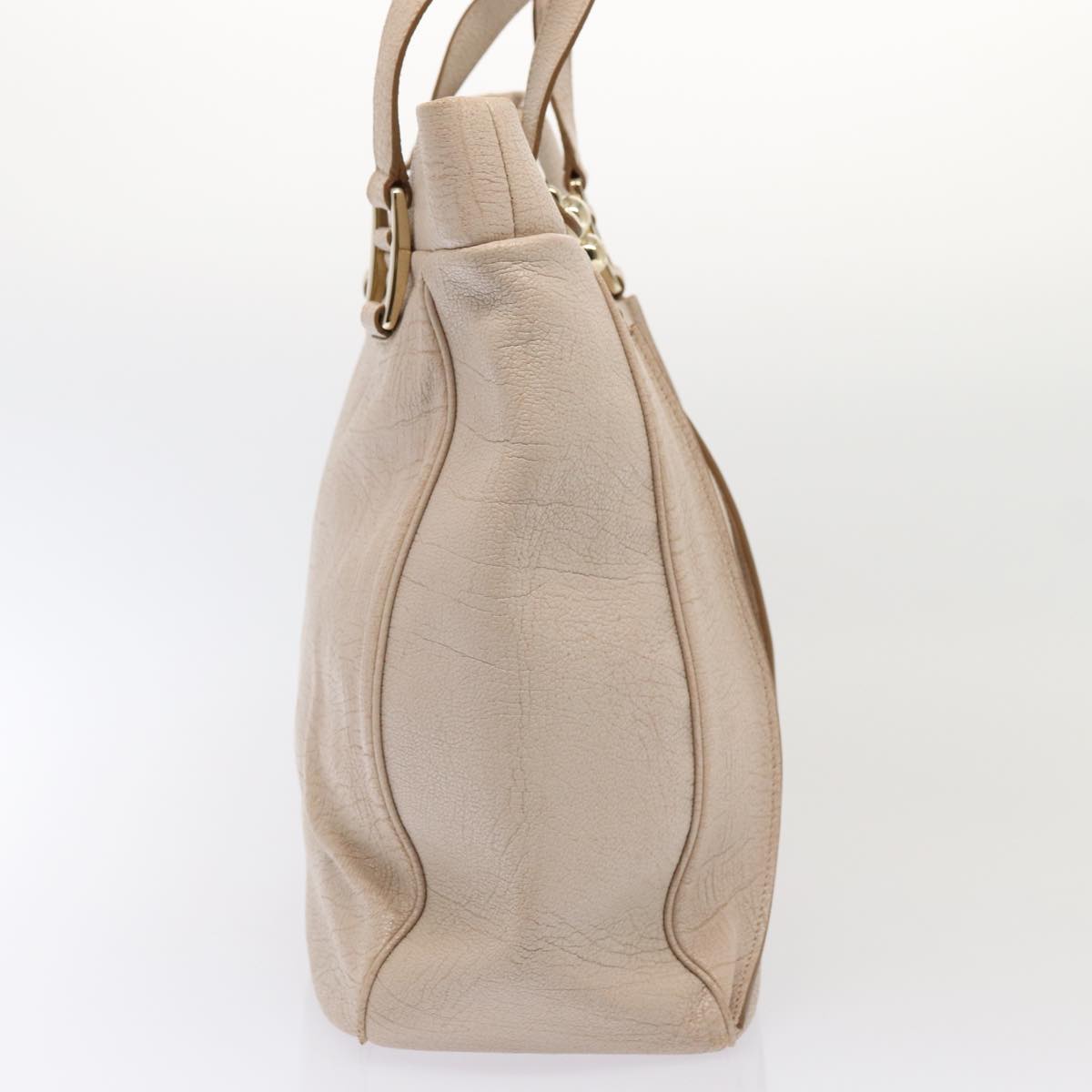 CELINE Shoulder Bag Leather Beige  80083
