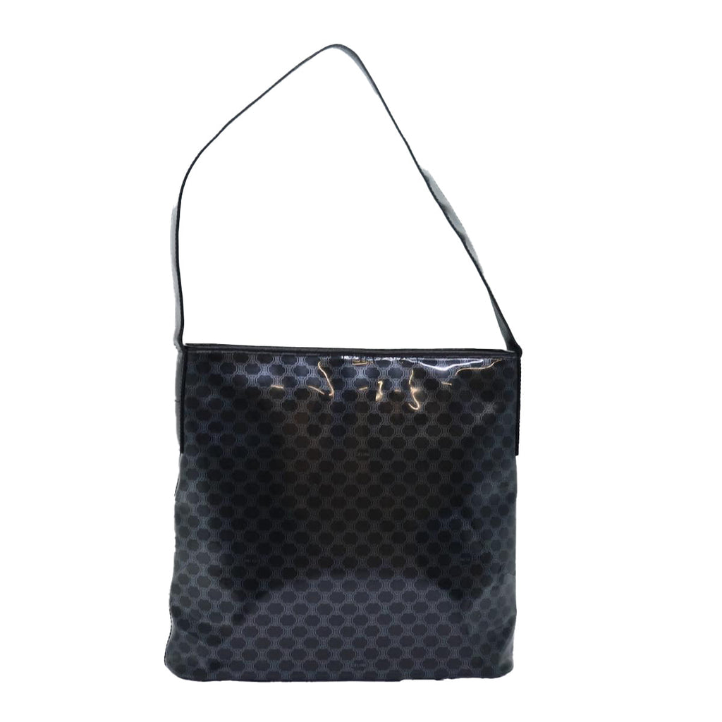 CELINE Macadam Canvas Enamel Shoulder Bag Black  80084