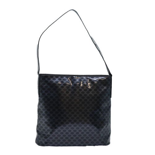 CELINE Macadam Canvas Enamel Shoulder Bag Black  80084