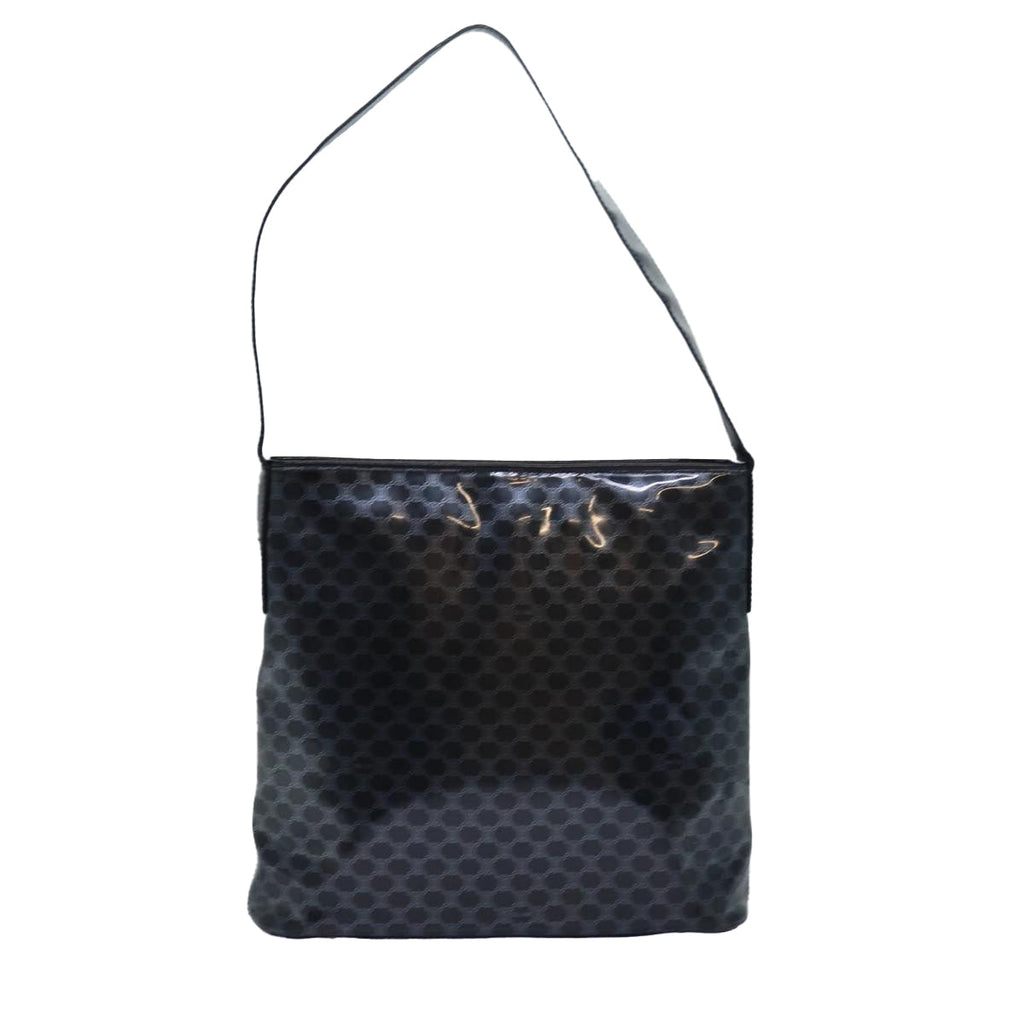 CELINE Macadam Canvas Enamel Shoulder Bag Black  80084