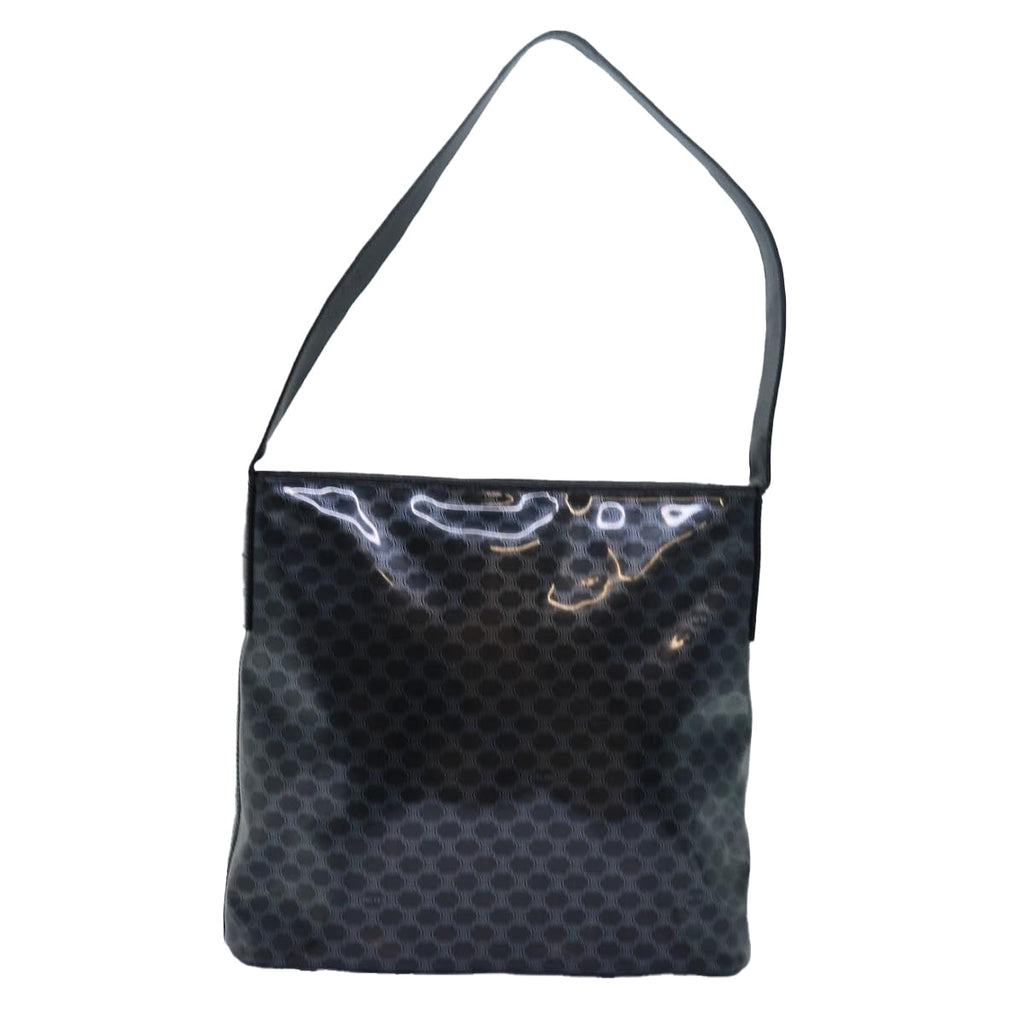 CELINE Macadam Canvas Enamel Shoulder Bag Black  80084