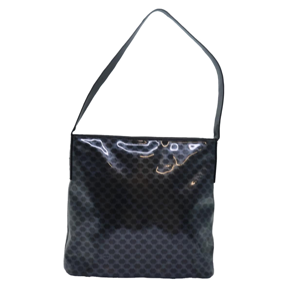 CELINE Macadam Canvas Enamel Shoulder Bag Black  80084