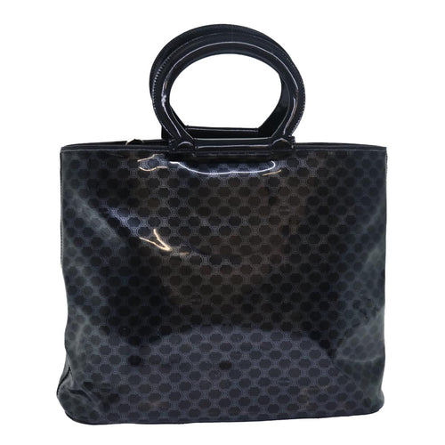 CELINE Macadam Canvas Hand Bag Enamel Black  80085