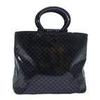 CELINE Macadam Canvas Hand Bag Enamel Black  80085