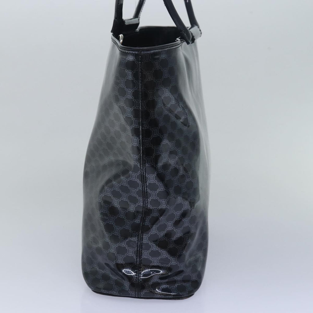 CELINE Macadam Canvas Hand Bag Enamel Black  80085
