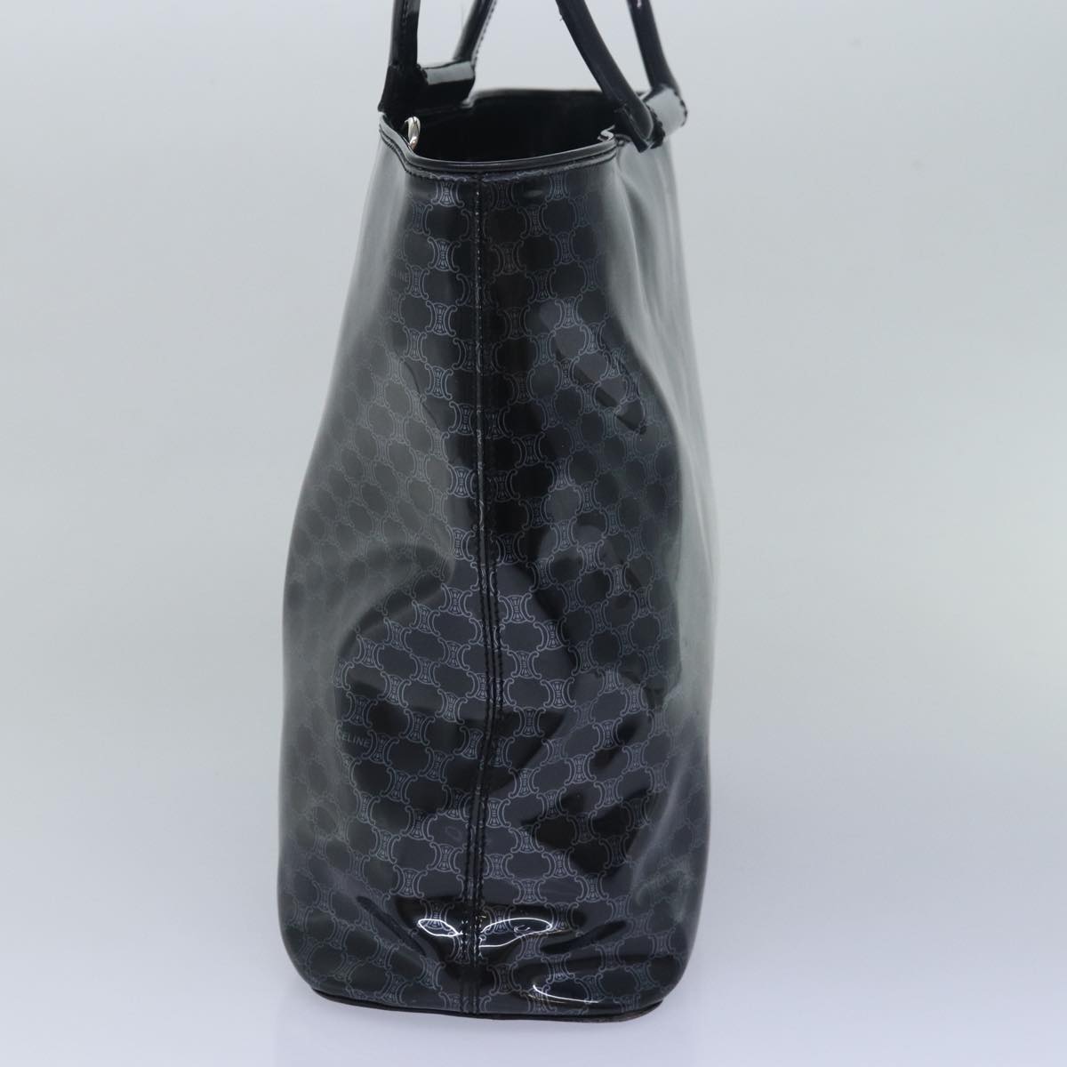 CELINE Macadam Canvas Hand Bag Enamel Black  80085