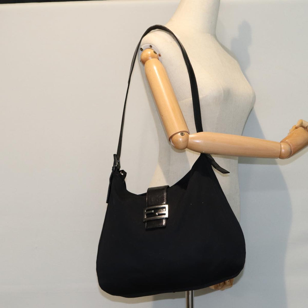 FENDI Mamma Baguette Shoulder Bag Nylon Black80088