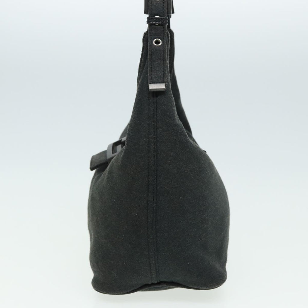 FENDI Mamma Baguette Shoulder Bag Nylon Gray80089