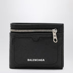 Balenciaga Black Leather Superbusy Bi-Fold Wallet Men