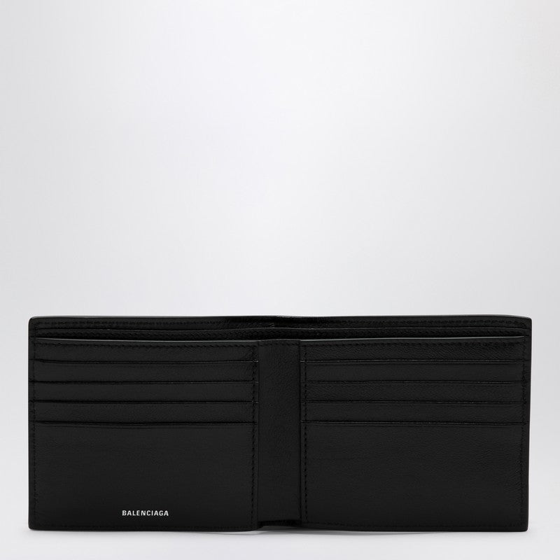 Balenciaga Black Leather Superbusy Bi-Fold Wallet Men