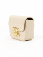 CELINE Triomphe Small Shiny Calfskin Cross Bag Pale Beige