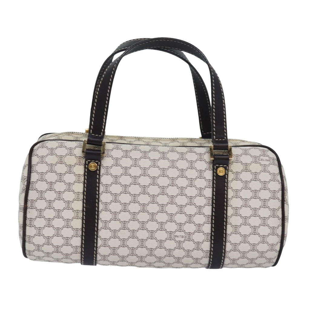 CELINE Macadam Canvas Hand Bag PVC Leather White Auth 80229