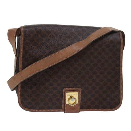 CELINE Macadam Canvas Shoulder Bag PVC Leather Beige  80231