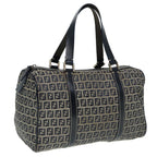 FENDI Zucchino Canvas Boston Bag Navy80243