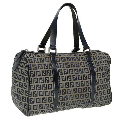 FENDI Zucchino Canvas Boston Bag Navy80243