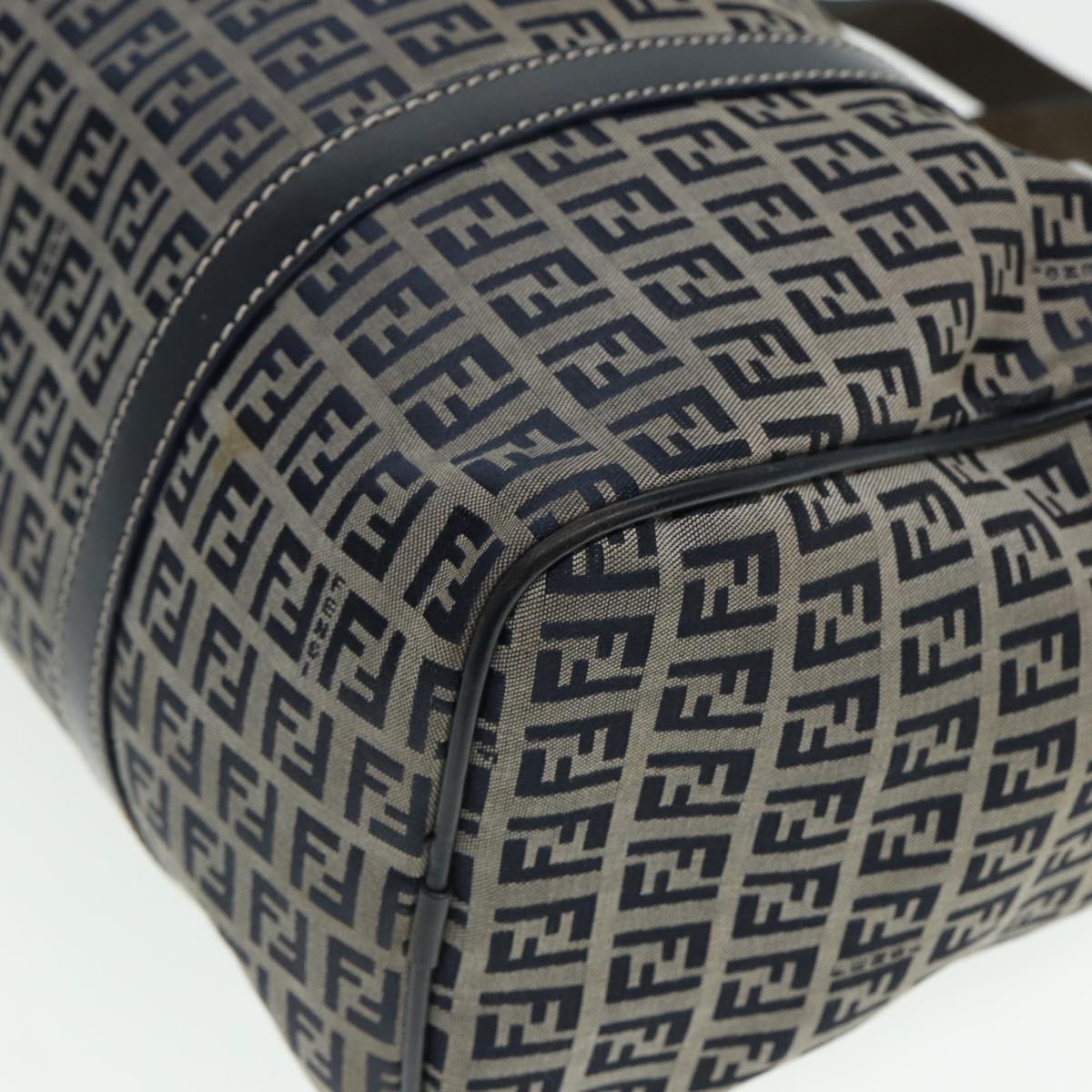 FENDI Zucchino Canvas Boston Bag Navy80243