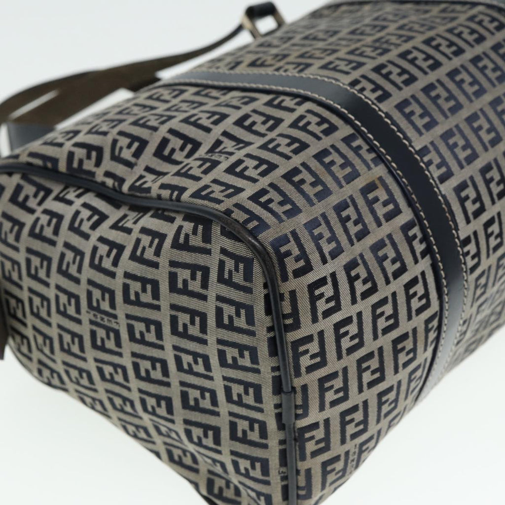 FENDI Zucchino Canvas Boston Bag Navy80243