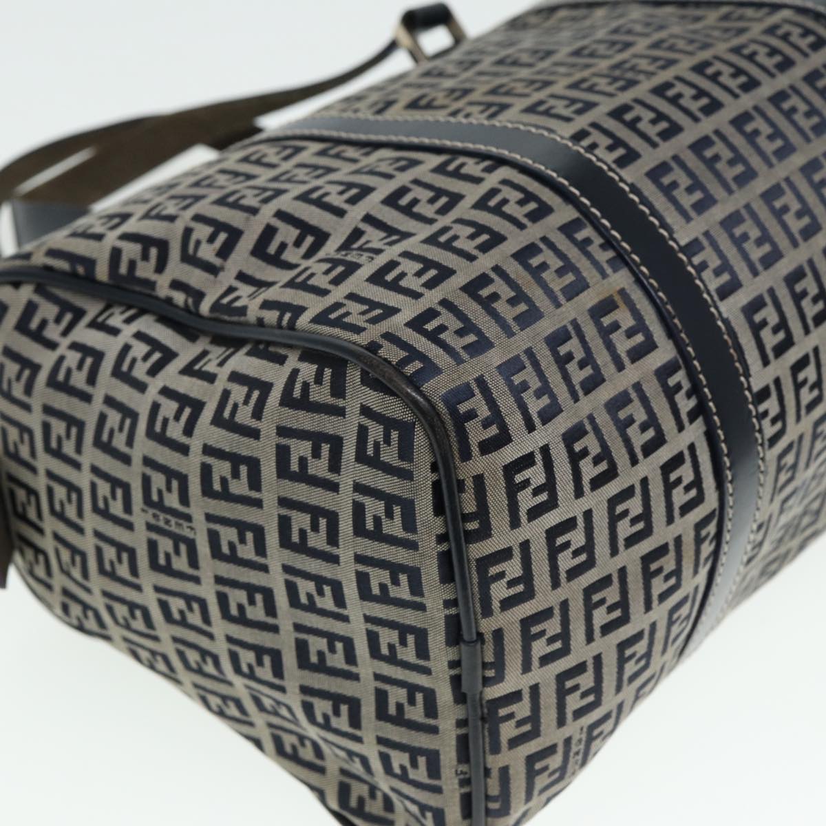 FENDI Zucchino Canvas Boston Bag Navy80243