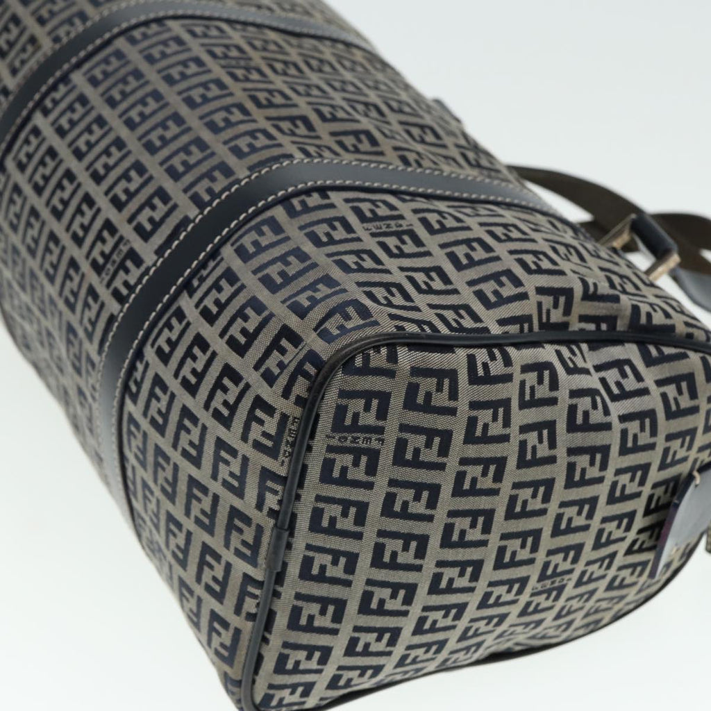 FENDI Zucchino Canvas Boston Bag Navy80243