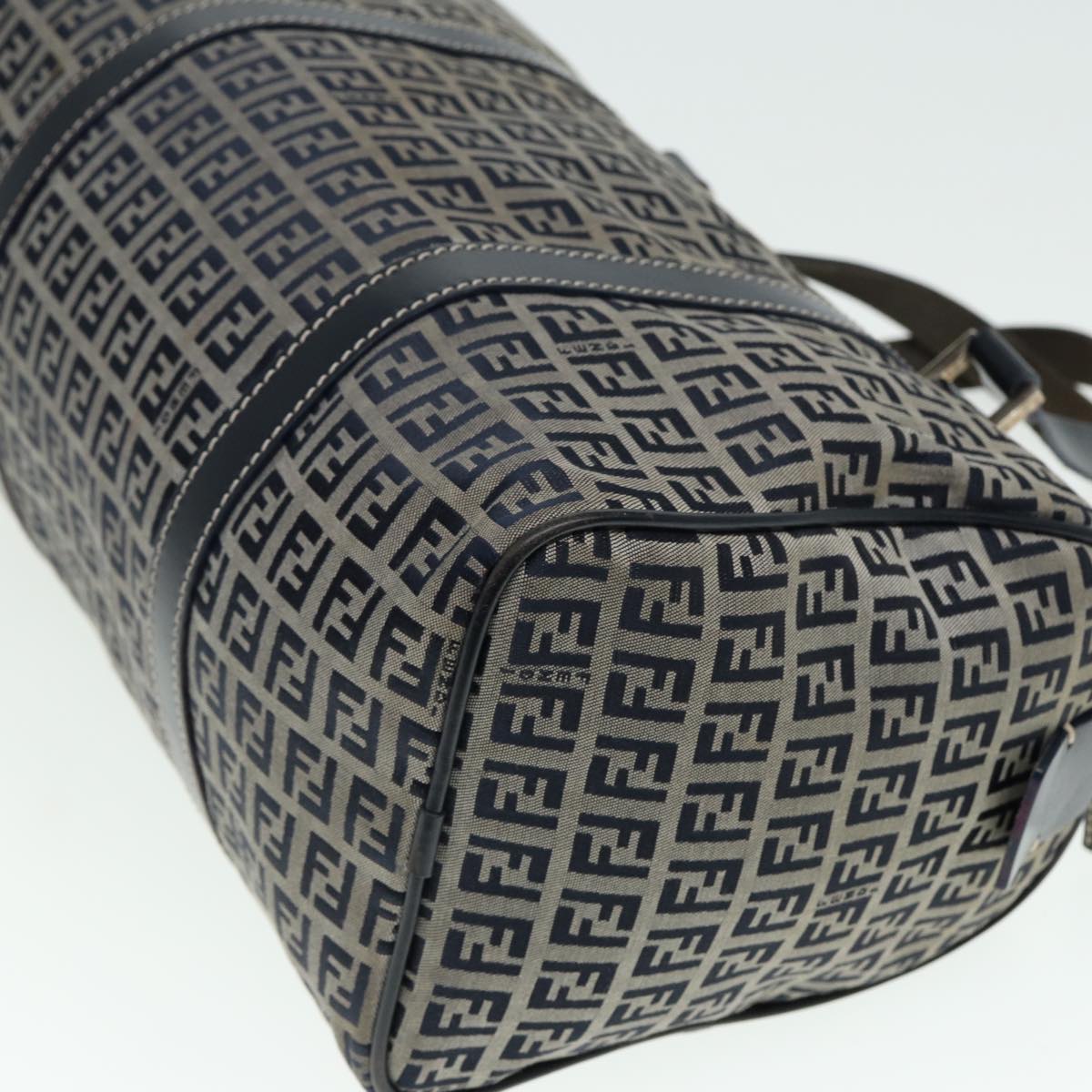 FENDI Zucchino Canvas Boston Bag Navy80243