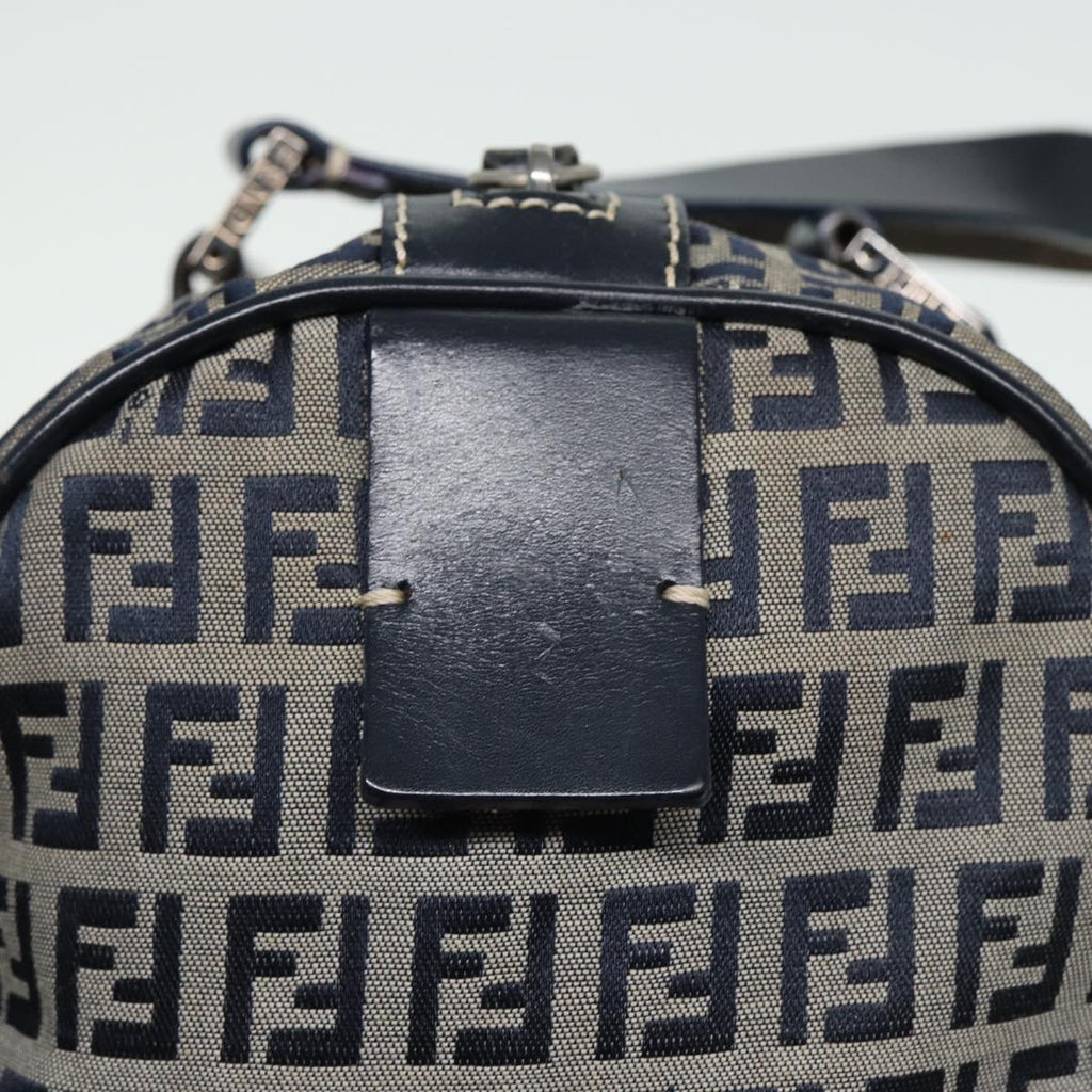 FENDI Zucchino Canvas Boston Bag Navy80243