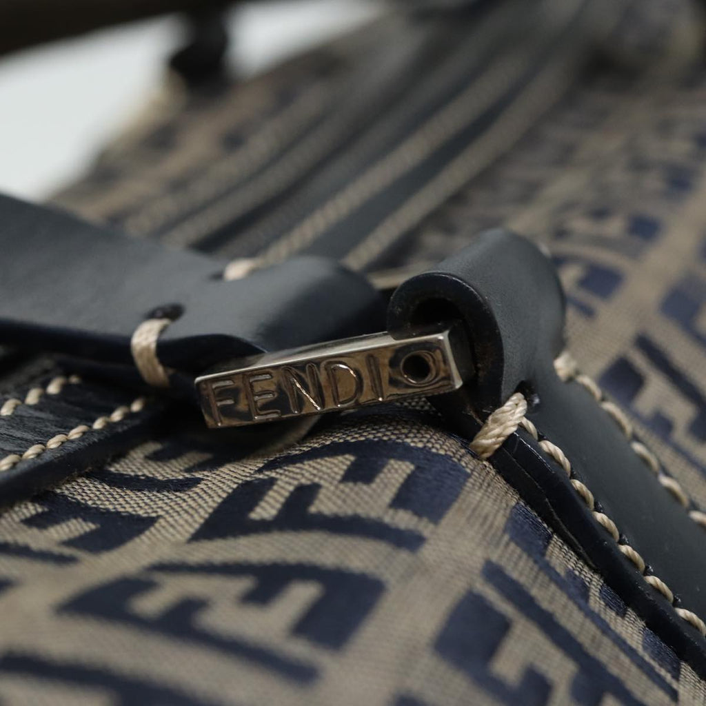 FENDI Zucchino Canvas Boston Bag Navy80243