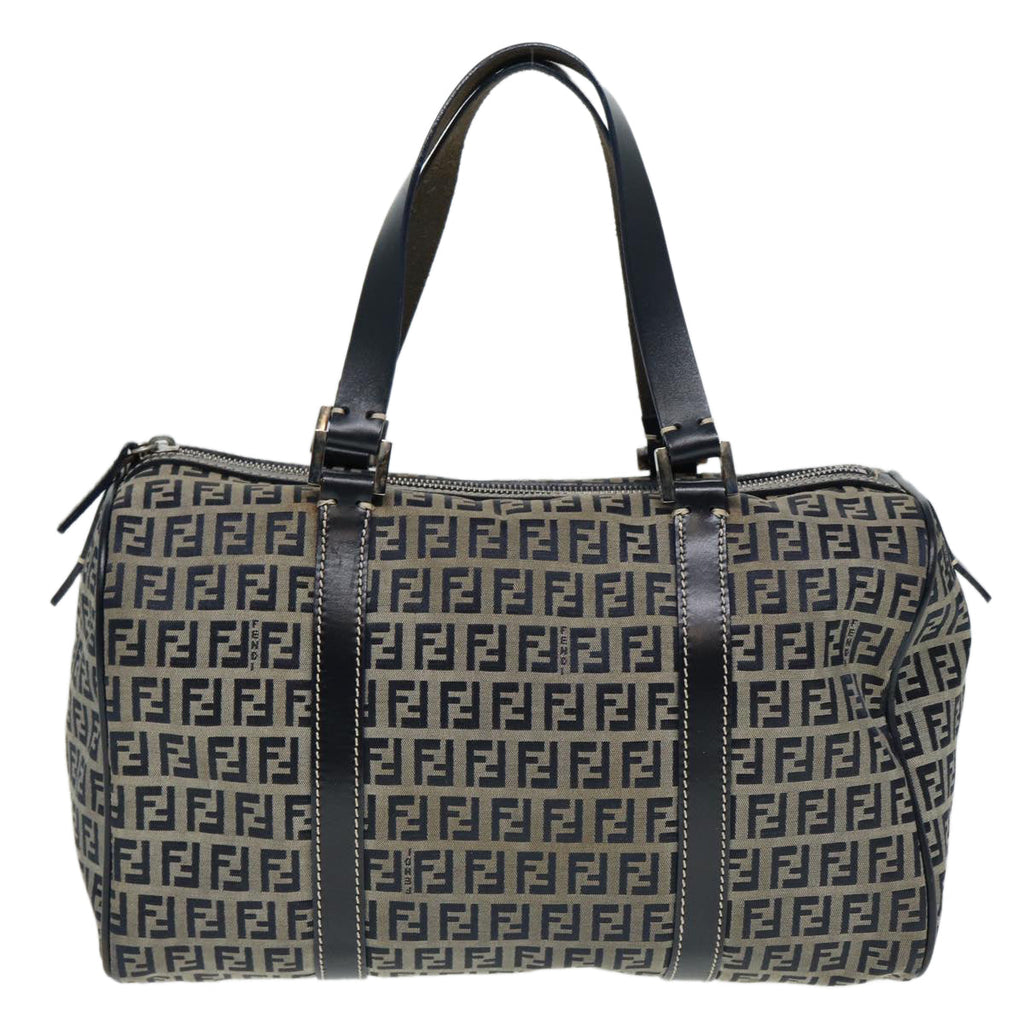 FENDI Zucchino Canvas Boston Bag Navy80243