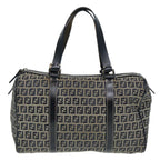 FENDI Zucchino Canvas Boston Bag Navy80243