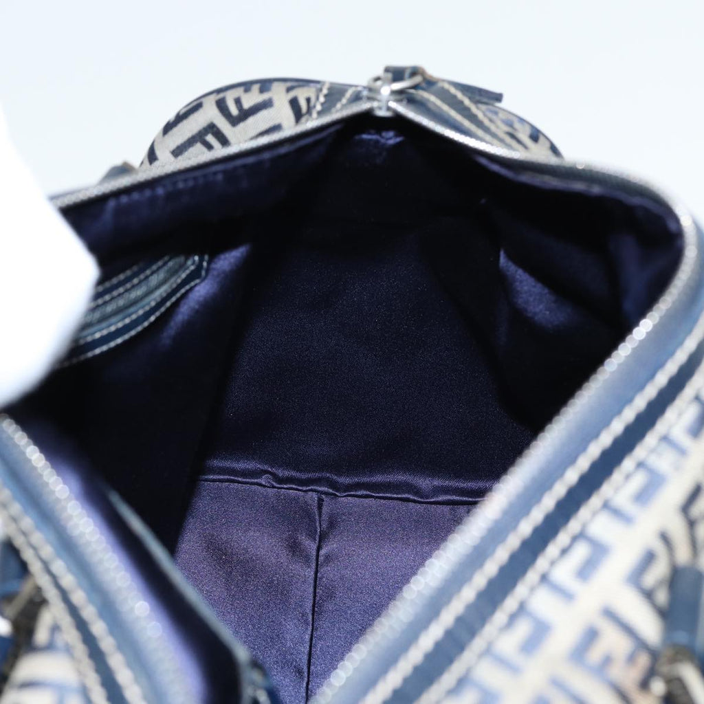 FENDI Zucchino Canvas Boston Bag Navy80243