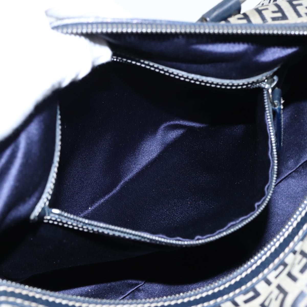 FENDI Zucchino Canvas Boston Bag Navy80243
