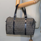 FENDI Zucchino Canvas Boston Bag Navy80243
