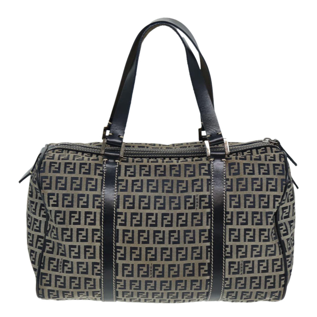 FENDI Zucchino Canvas Boston Bag Navy80243
