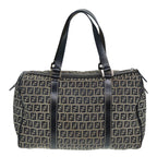 FENDI Zucchino Canvas Boston Bag Navy80243