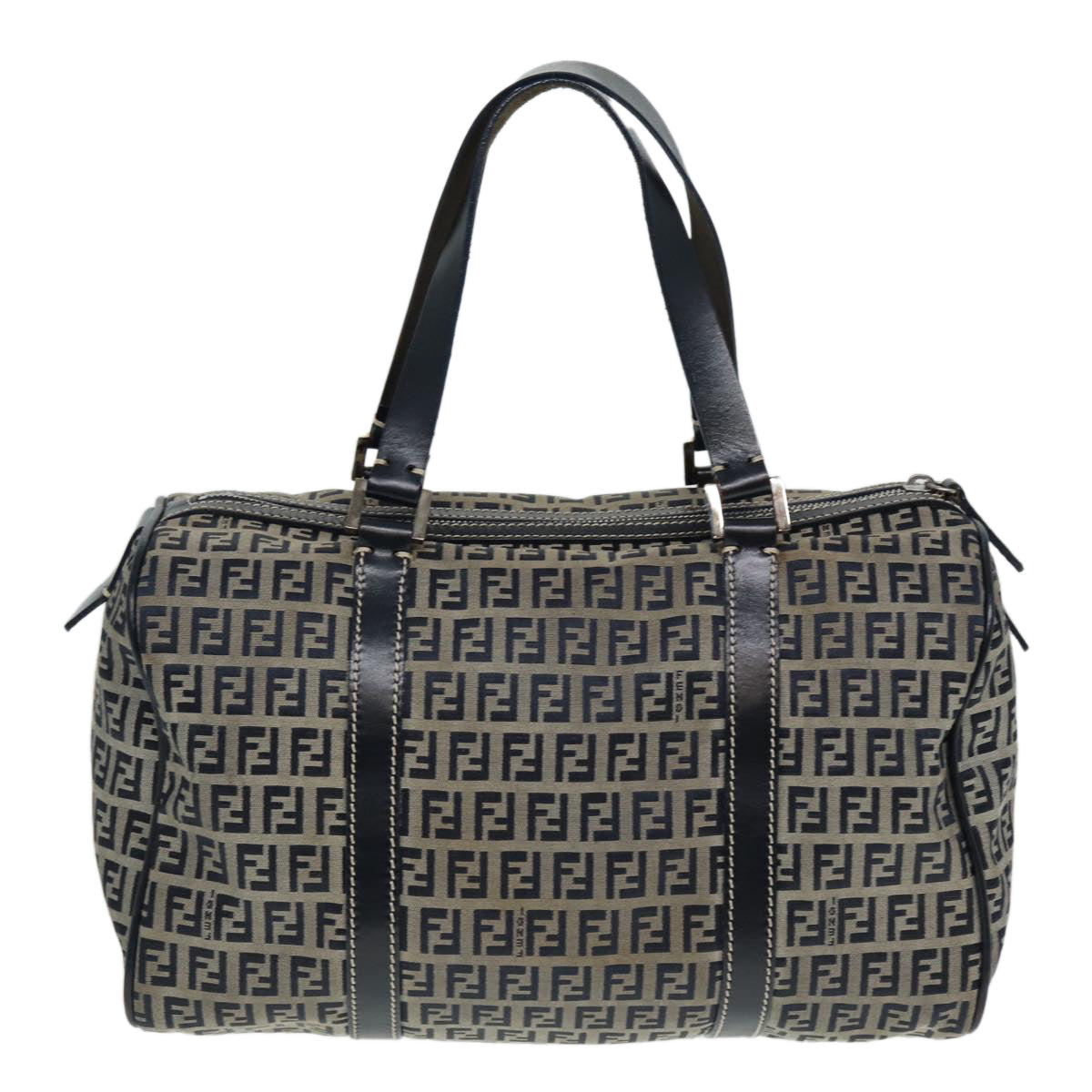 FENDI Zucchino Canvas Boston Bag Navy80243